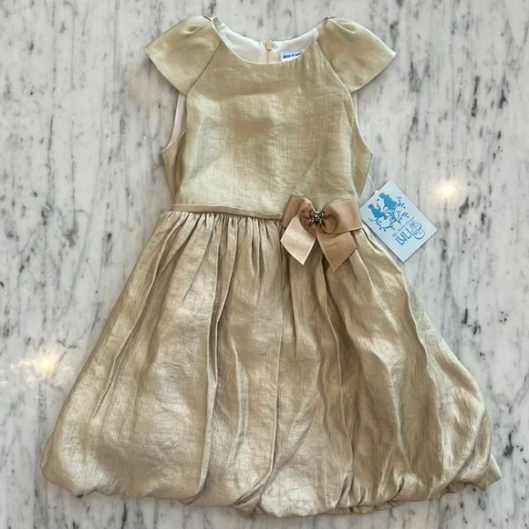 Luli & Me | Dresses | New Girls Luli Me Gold Shimmer Bubble Party Wedding Holiday  Dress | Poshmark